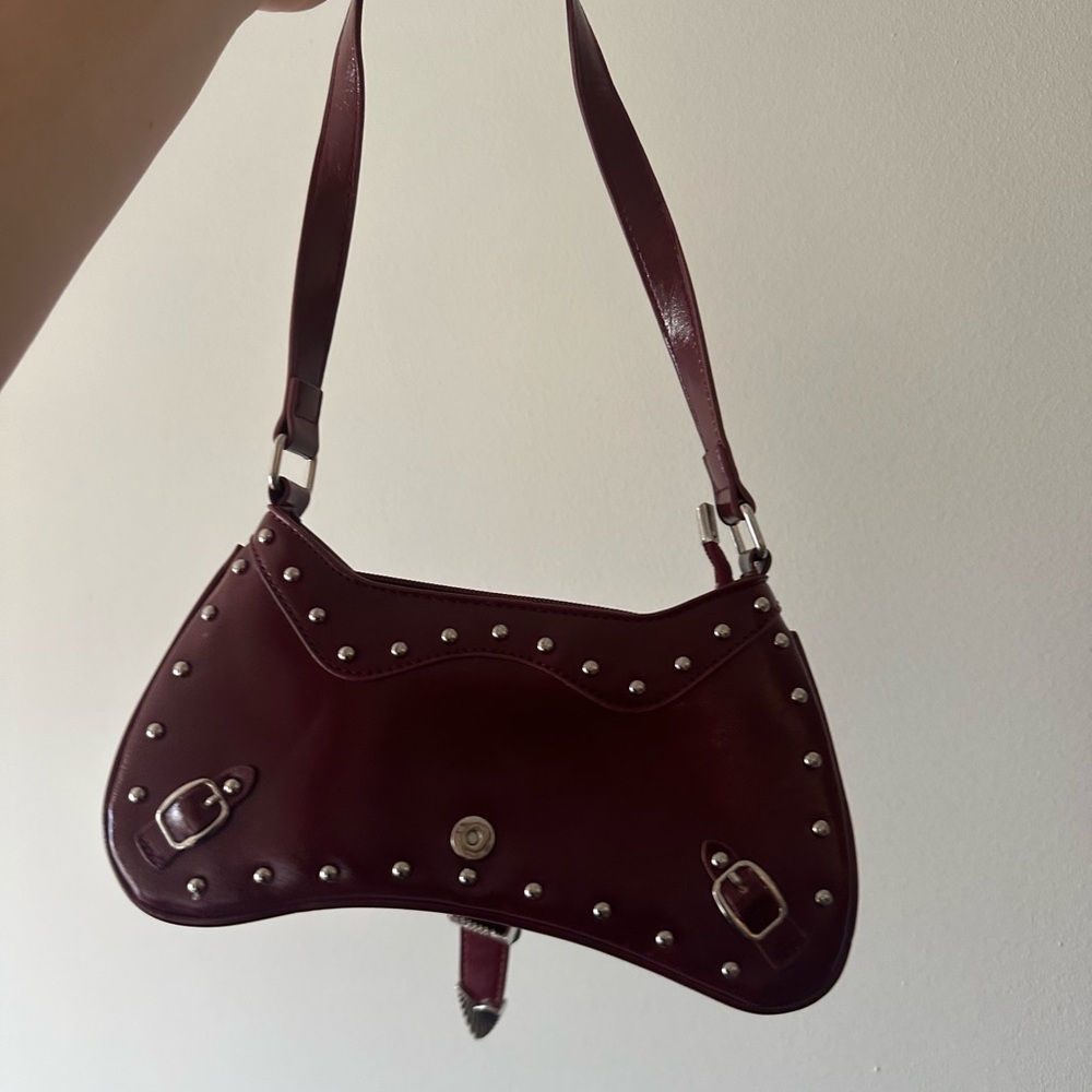 SHEIN Burgundy Studded Mini Bag
